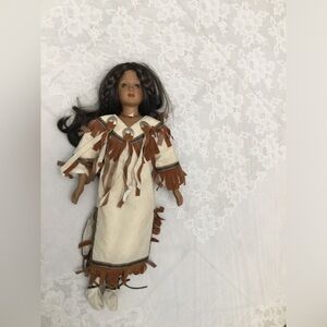 Native American-Inspired Doll with Brown and Cream Outfit